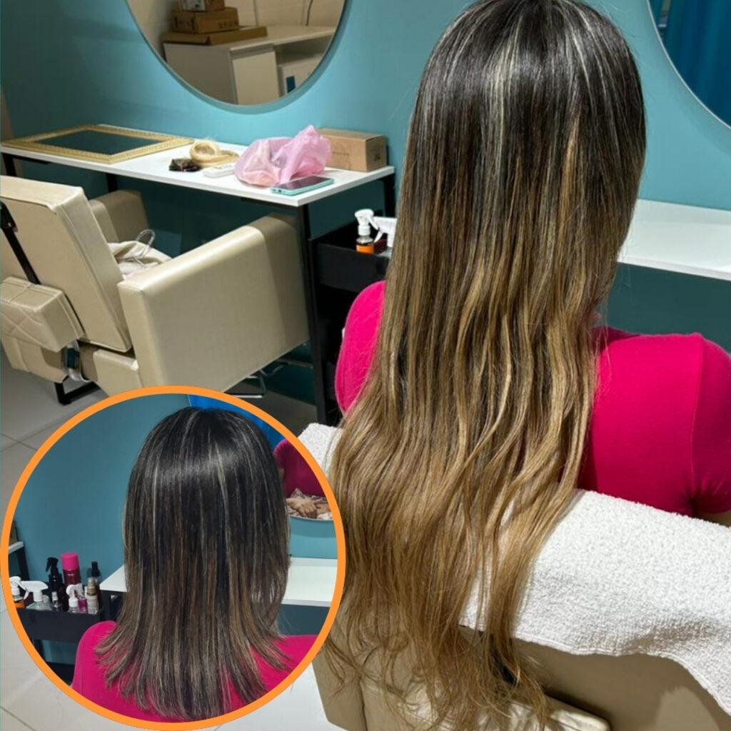 Antes e depois - Megahair cabelo Loiro